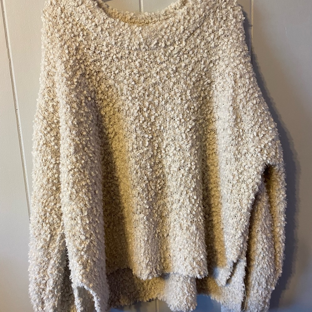 Pink rose cream sweater